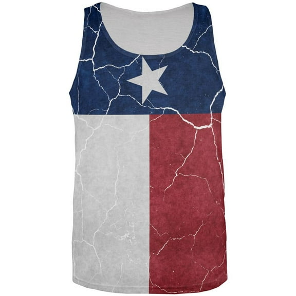 Distressed Texas Flag All Over Mens Tank Top Multi MD