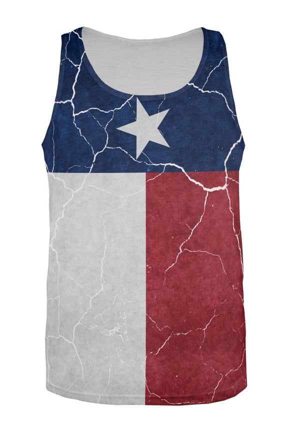 Distressed Texas Flag All Over Mens Tank Top Multi X-LG