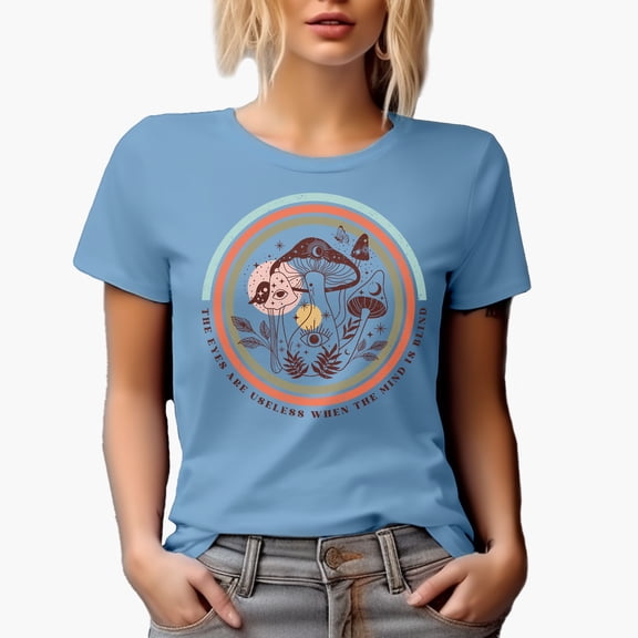 Distressed The Eyes Are Useless When the Mind Is Blind Quote - Boho Art Merch Gift, Baby Blue T-Shirt, Large