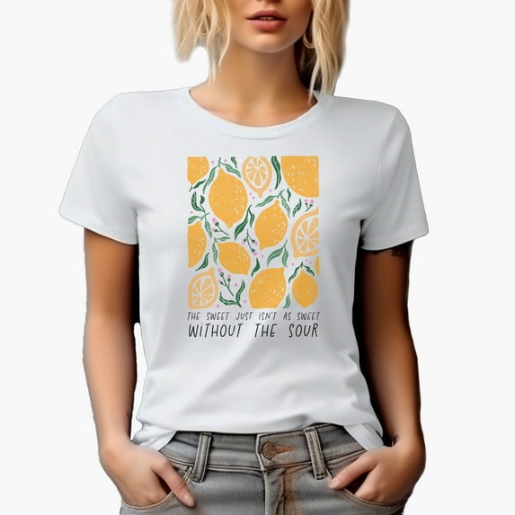 Distressed The Sweet Just Isn't as Sweet Without the Sour - Boho Lemons Art Merch Gift, White T-Shirt, 2XL