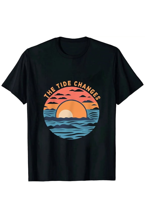Distressed The Tide Always Changes T Shirt Gift For Surfer