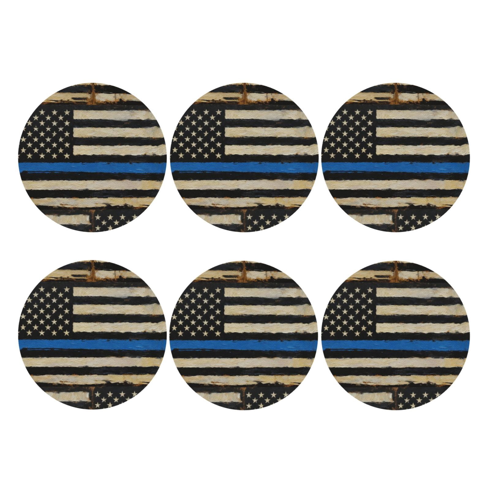 Distressed Thin Blue Line Flag Leather Coasters for Drinks Perfect for ...