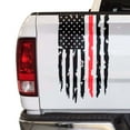 thumbnail image 1 of Distressed Thin Red Line Flag Firefighters State & Federal Government Firefighters Flag USA US Sticker Truck Tailgate Vinyl Decal Compatible with most Pickup Trucks (11" x 20", Black & Red), 1 of 8