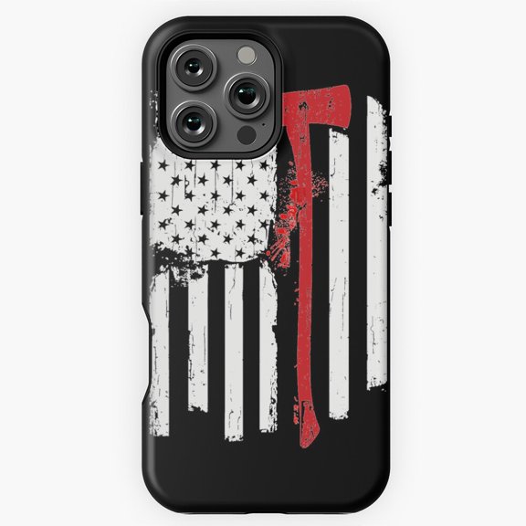 Distressed Thin Red Line Phone Case for iPhone 16 15 14 13 12 11 Pro Max M890936