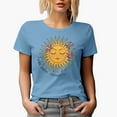 thumbnail image 1 of Distressed Think Happy Thoughts Quote - Boho Sun Art Merch Gift, Baby Blue T-Shirt, XL, 1 of 5