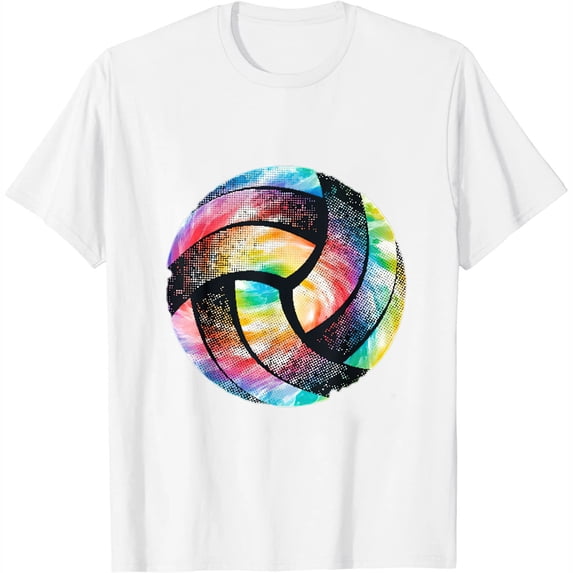Distressed Tie Dye Volleyball Vintage Gameday Womens T-Shirt White Large
