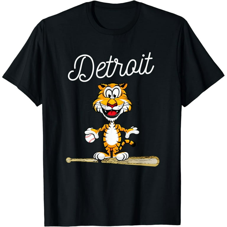 Tiger Mascot Distressed Detroit Base T-Shirt New Tiger Mascot Distressed Detroit Base T-Shirt New
