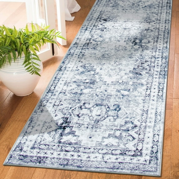 Distressed Transitional Gray 2'x7' Runner Rug