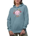 thumbnail image 1 of Distressed Treat Yo Self - Happy or Smiling Face and Flowers Art Merch Gift, Light Blue Hooded Sweatshirt or Hoodie, Large, 1 of 5