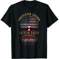 thumbnail image 1 of Distressed Tree USA Flag American Grown Latvian Roots T-ShirtMen's and women's gift, black and white T-shirt, size: Extra large S-4XL, 1 of 4