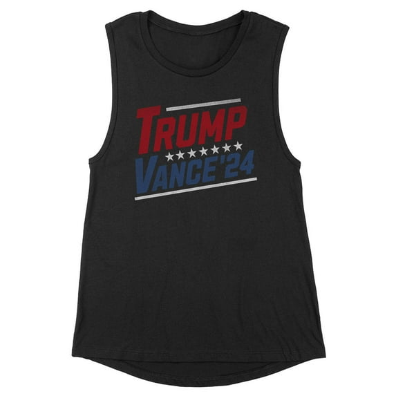 Distressed Trump Vance 2024 Women's Muscle Tank Large Black