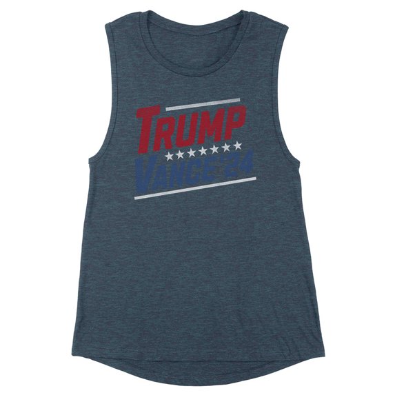 Distressed Trump Vance 2024 Women's Muscle Tank Small Antique Denim