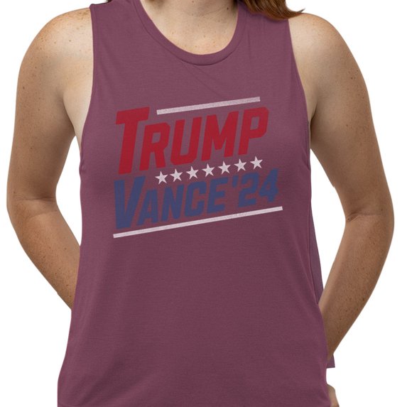 Distressed Trump Vance 2024 Women's Muscle Tank X-Small Shiraz