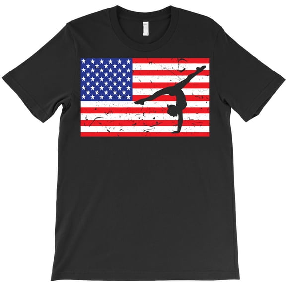 Distressed Tumbling USA American Flag Vintage Gymnastics Pullover G22313 Unisex T-Shirt, Up to Size 5XL