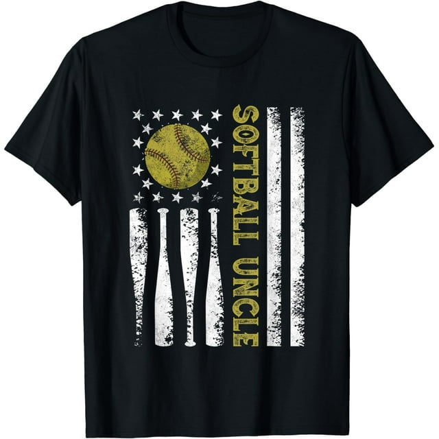 Distressed USA American Flag Softball Uncle Father's Day TShirt
