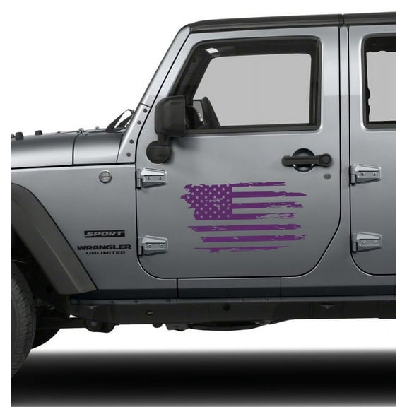 Distressed USA American Flag VINYL decal for Jeep doors, Truck and others. (PURPLE)