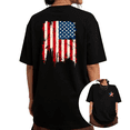 thumbnail image 1 of Distressed USA Flag Back Print Graphic Tees Women's 4th of July Patriotic Oversized Tshirt Tops Black/White S-5XL, 1 of 4
