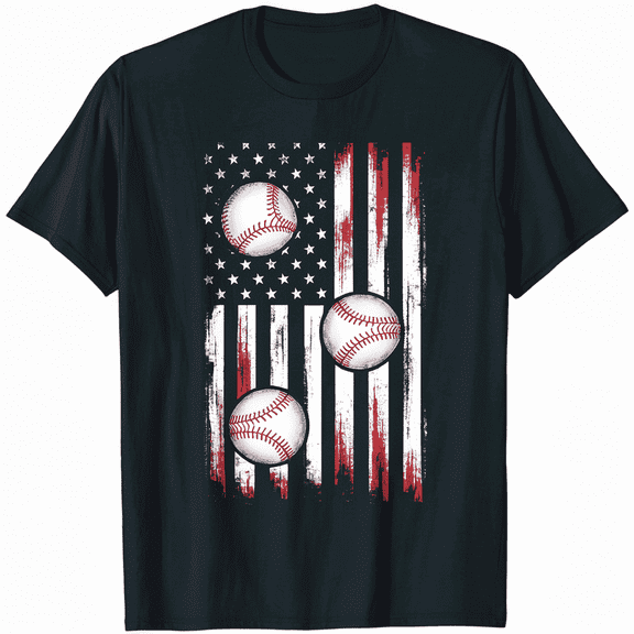 Distressed USA Flag Baseball Fan Graphic Short Sleeve Unisex T-Shirt