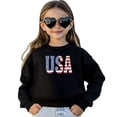 thumbnail image 1 of Distressed USA Flag Sweatshirt for Women, Teens, Girls & Boys Patriotic Pullover Black Sweatshirt Youth Medium, 1 of 5