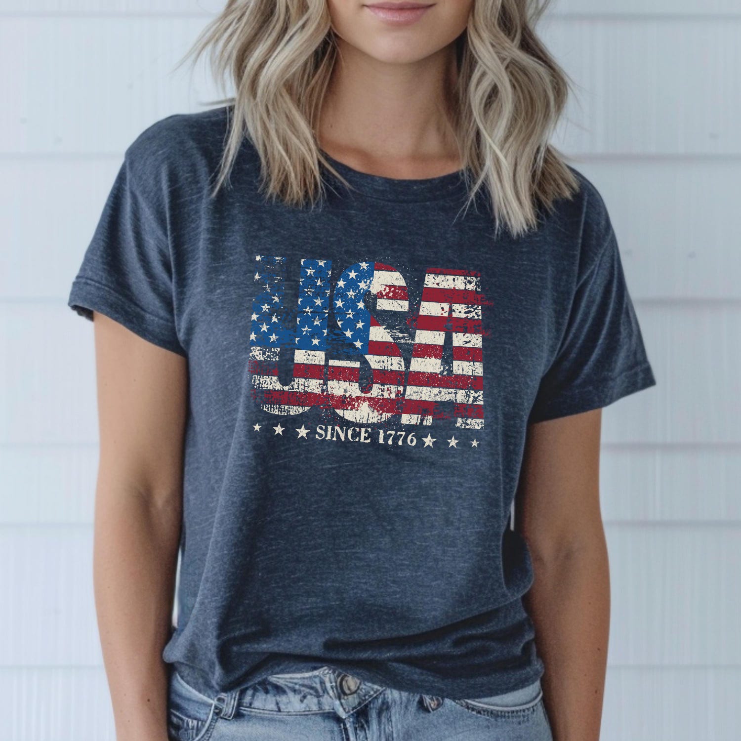 Distressed USA Since 1776 Tee Retro American Flag Patriotic T Shirt Distressed USA Since 1776 Tee Retro American Flag Patriotic T Shirt