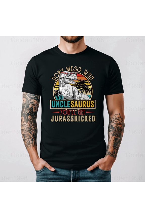 Distressed Unclesaurus Dinosaur T Rex Fathers Day Uncle Funny Graphic,for men & women up to 5XL