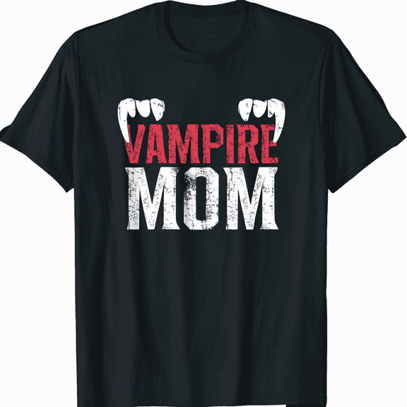 Distressed Vampire Fangs Graphic Gift for Mom Casual Short Sleeve T-Shirt