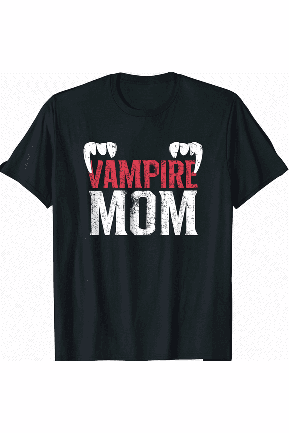 Distressed Vampire Fangs Graphic Gift for Mom Casual Short Sleeve T-Shirt
