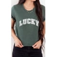 thumbnail image 1 of Distressed Varsity Lucky St Patricks Graphic Tee T-Shirt, 1 of 6