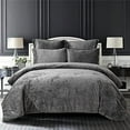 thumbnail image 1 of Distressed Velvet Comforter Set, Distressed Velvet Face and Brushed Solid Microfiber Reverse, with Light Weight Soft Poly Fill, 5 Pieces Grey Queen, 1 of 6