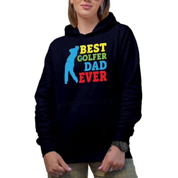 Distressed Vintage Cryptid Carrying a Bag of Clubs, Golf Player, Golfing or Golfer Themed Merch Gift, Navy Blue Hooded Sweatshirt or Hoodie, X-Large