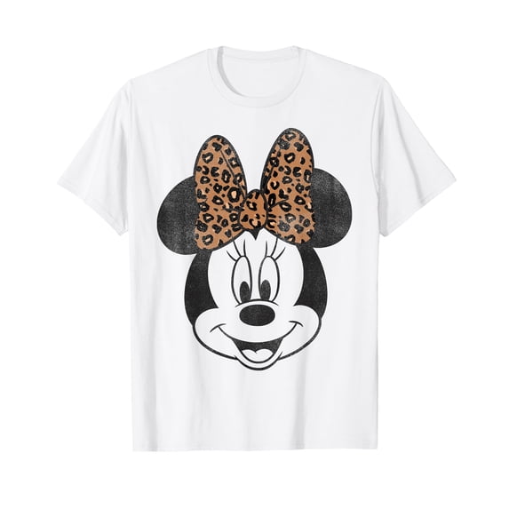 Distressed Vintage Leopard Bow Cartoon Mouse T-Shirt for Playful Style