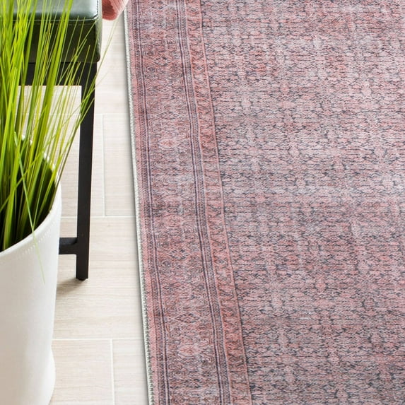 Distressed Vintage Oriental Medallion Power-Loomed Indoor Area Rug or Runner, 2'6" X 7'6", Garnet Red by Blue Nile Mills