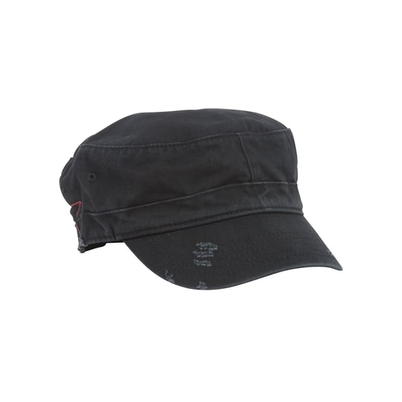 Distressed Washed Cadet Army Cap- Black