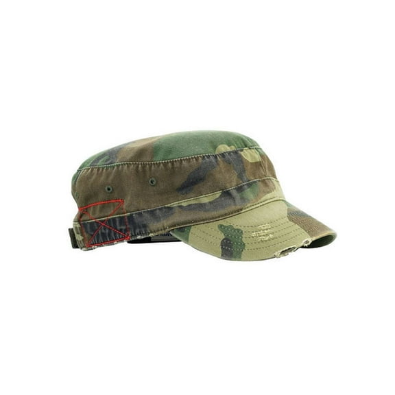 Distressed Washed Cadet Army Cap- Camo