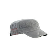 Distressed Washed Cadet Army Cap- Grey