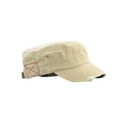 Distressed Washed Cadet Army Cap- Khaki
