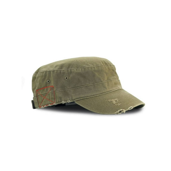Distressed Washed Cadet Army Cap- Olive