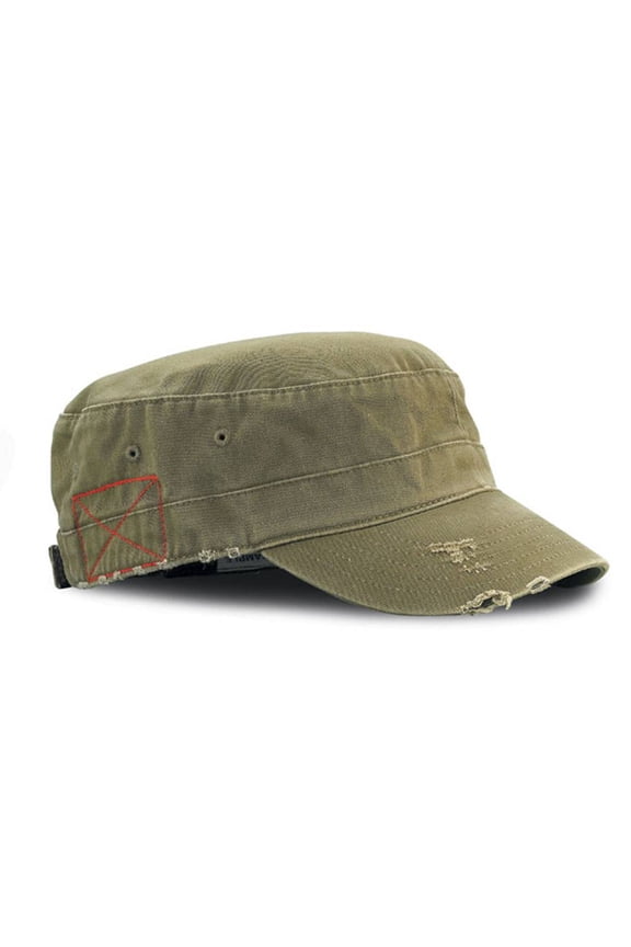 Distressed Washed Cadet Army Cap- Olive
