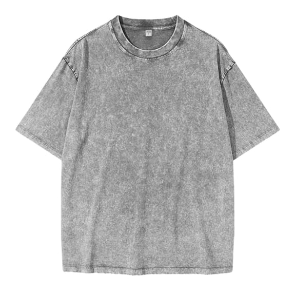 Distressed Washed Style Basic Crewneck Tee Shirt For Boys Casual Everyday Wear Comfortable Blend Top