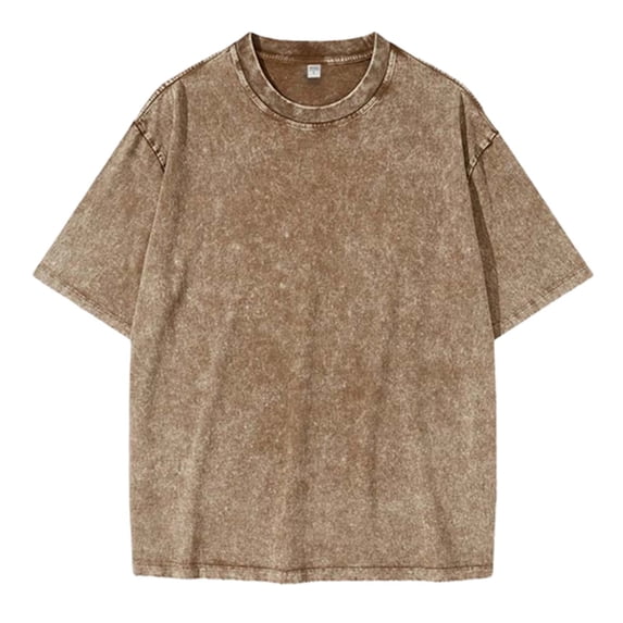 Distressed Washed Style Basic Crewneck Tee Shirt For Boys Casual Everyday Wear Comfortable Blend Top