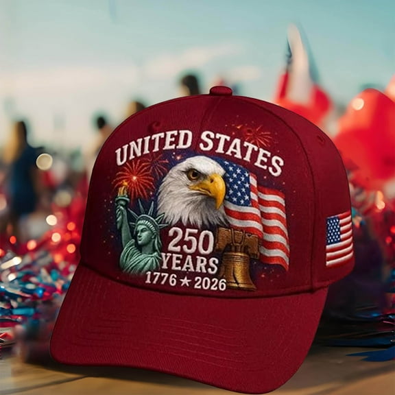 Distressed Washed Tribute Baseball Cap, 250 Year Anniversary Hat for Men, Casual Patriotic Cap for Everyday Wear and Veterans