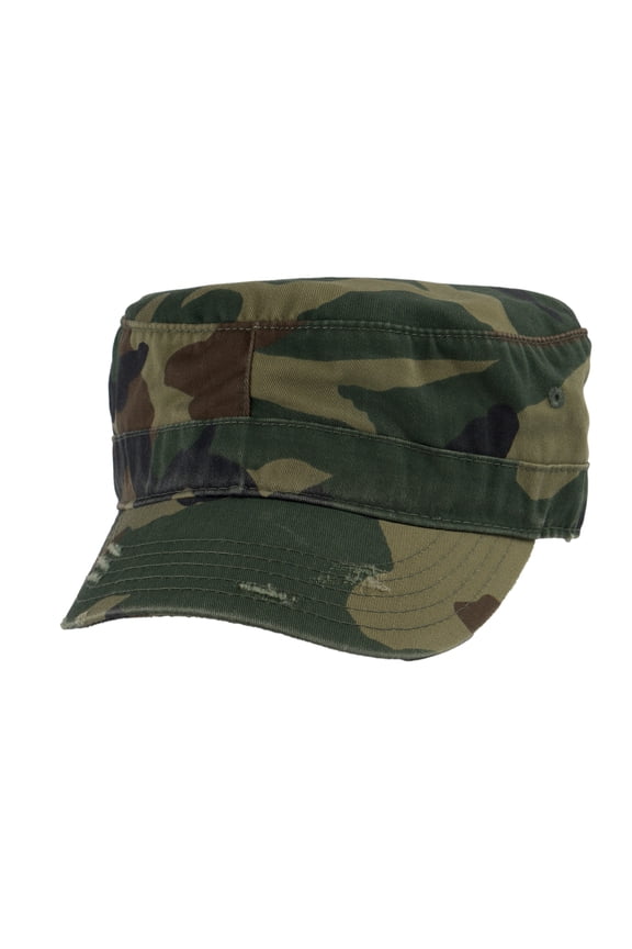 Military Cadet Hat Distressed Army Style Patrol Cap For Mens Womens Unisex Camo