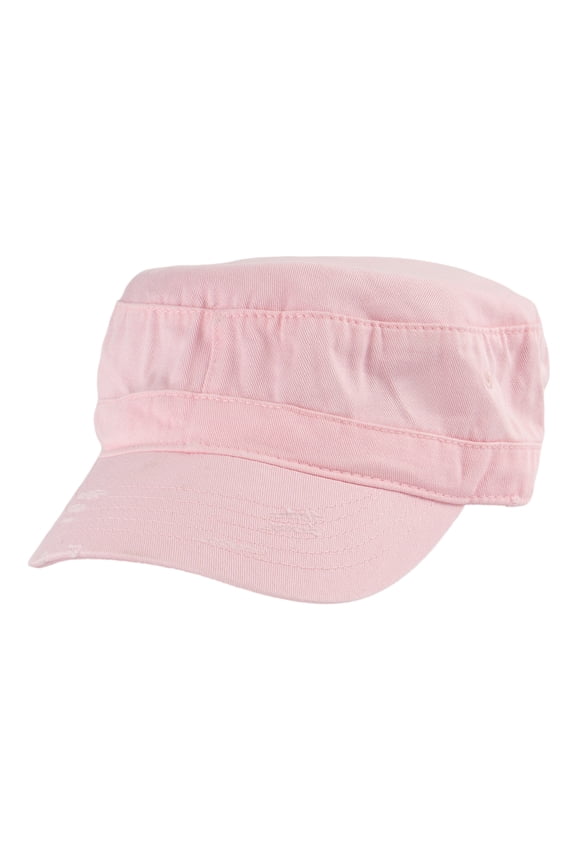 Distressed Washed Vintage Army Cap Military Style Hat, Pink