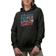 thumbnail image 1 of Distressed We, The People, Like to Party, Retro 4th of July Gift, Black Hooded Sweatshirt or Hoodie, Small, 1 of 5