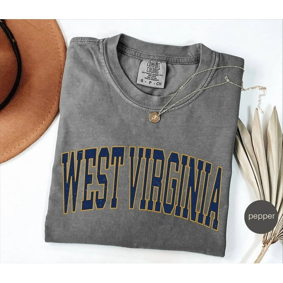 Distressed West Virginia Shirt, Comfort Colors West Virginia Fan Sweatshirt, Vintage Tshirt Tee, West Virginia Gift, College Student gift