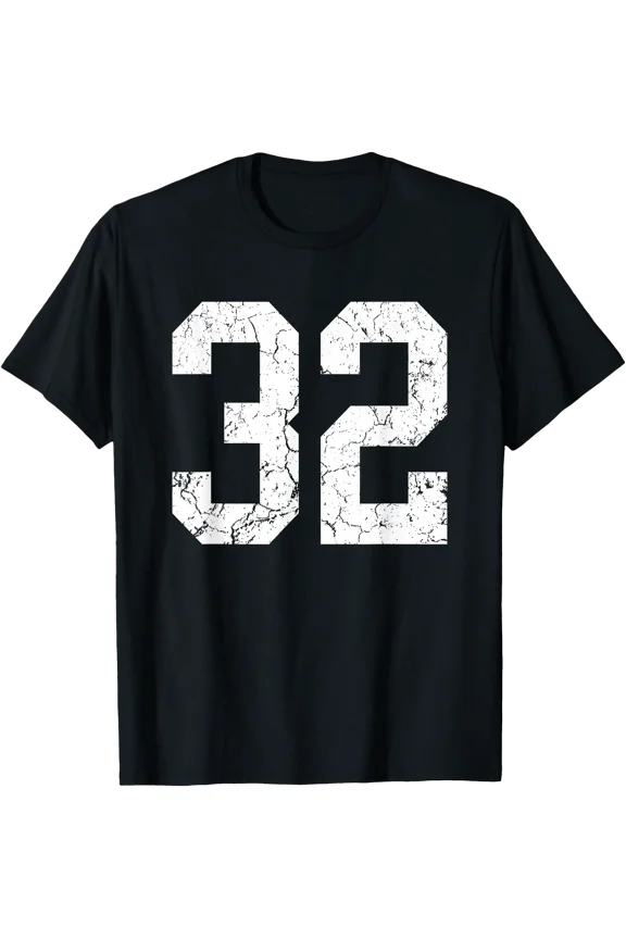 Distressed White Number 32 Player Uniform #32 T-Shirt