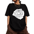 thumbnail image 1 of Distressed White Rose Womens S-5XL Gothic Floral Graphic Short Sleeve T-Shirt Black Tops, 1 of 5
