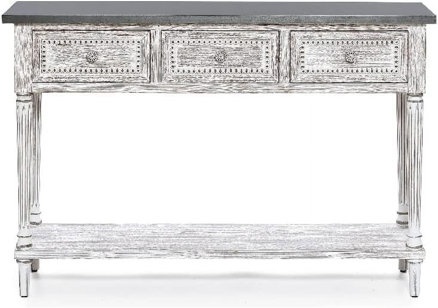 Distressed White Wood And Metal Farmhouse Distressed Console Table