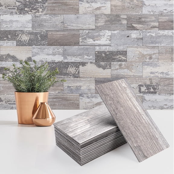 Distressed Wood 100 Count Peel and Stick Subway Tile Wallpaper