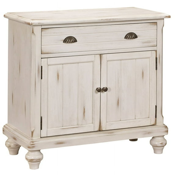 Distressed Wood Country Door Chest with Drawer in White